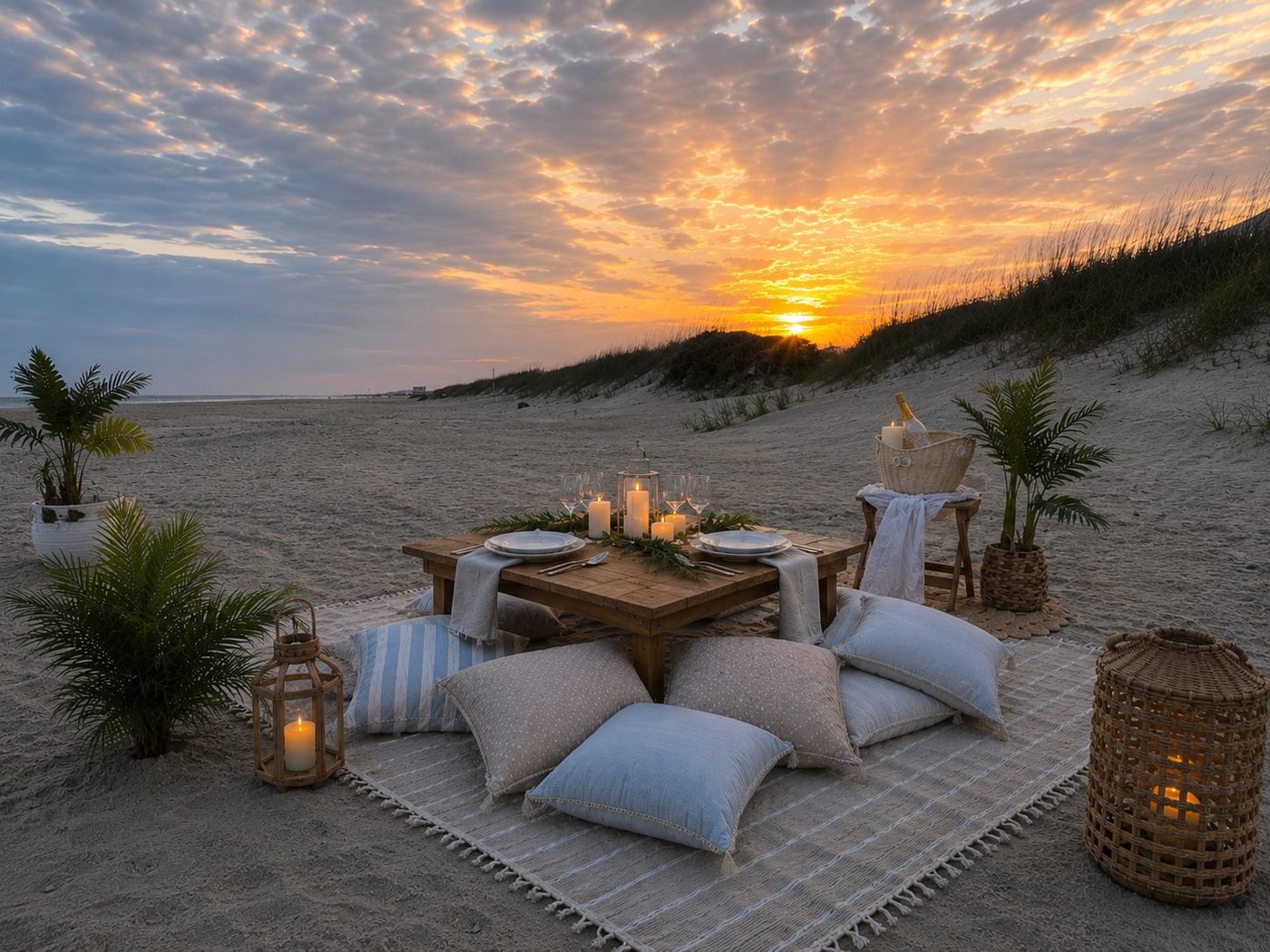 Intimate sunset picnic for two